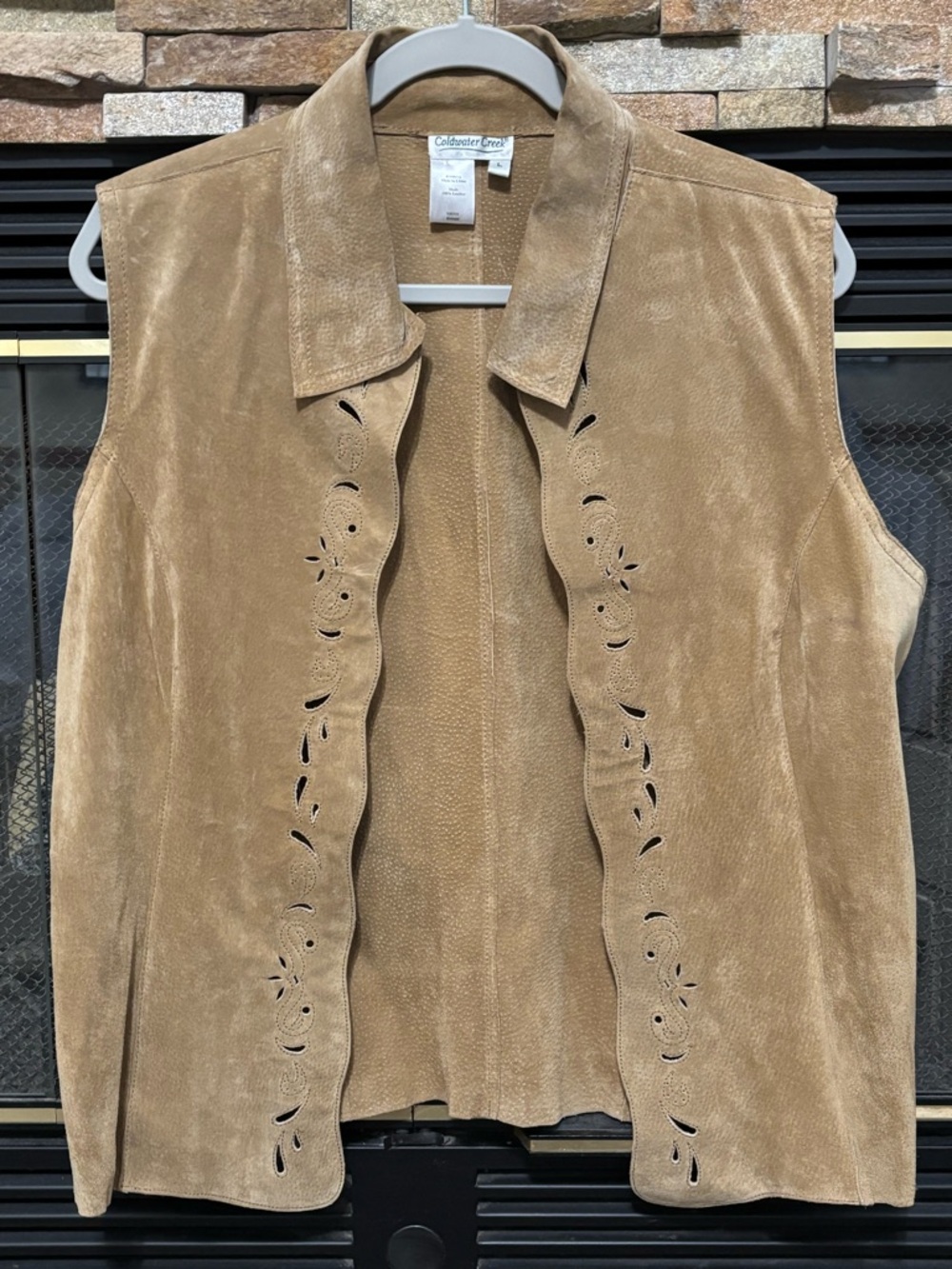 Tan Leather Vest  Large Western Desert Romantic Rustic Chic Earthy Feminine